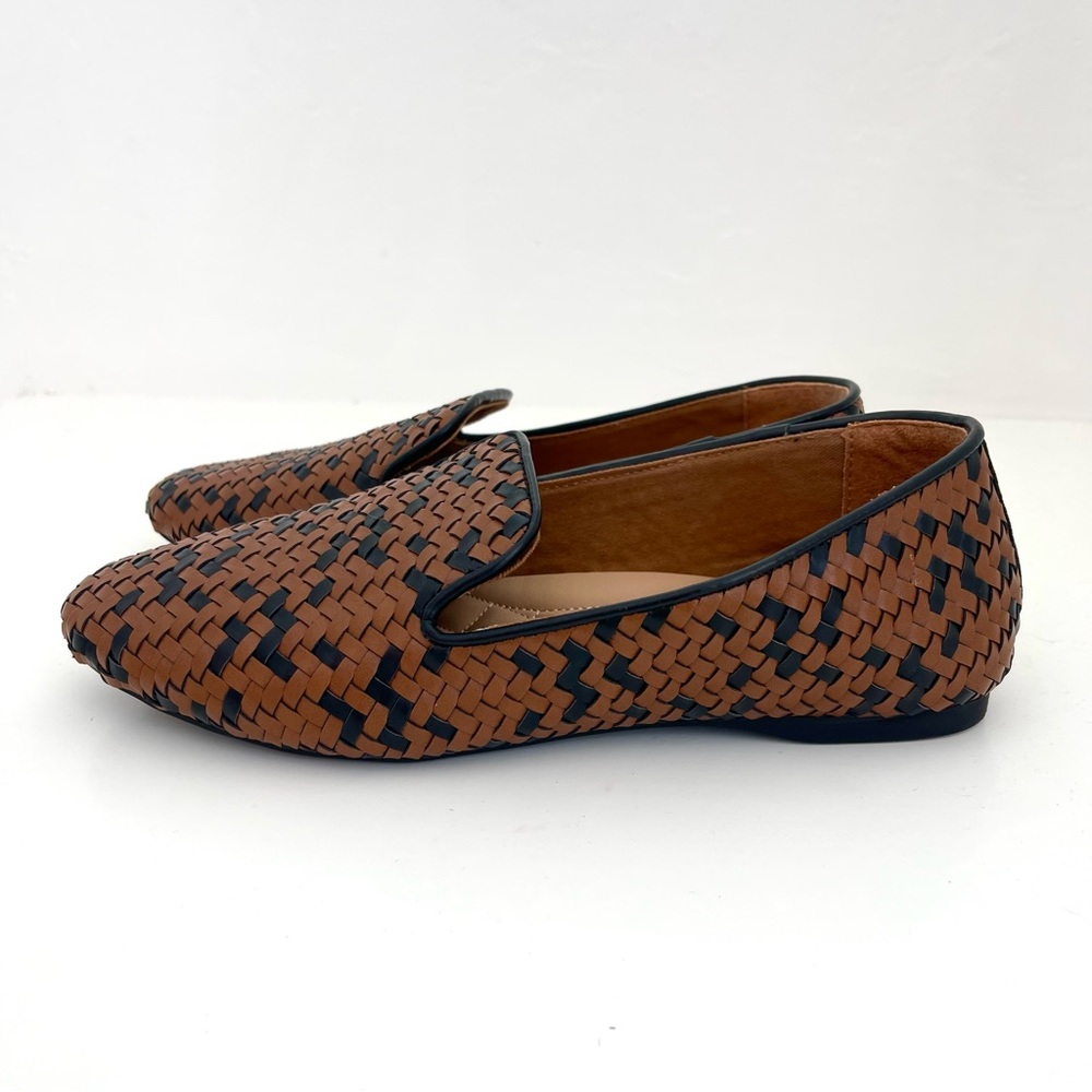 Birdies Woven Leather Loafers in Brown and Black